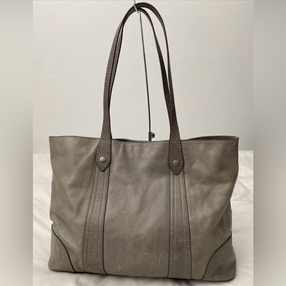 Frye Melissa Shopper Tote Bag In Ice Gray Distressed Leather